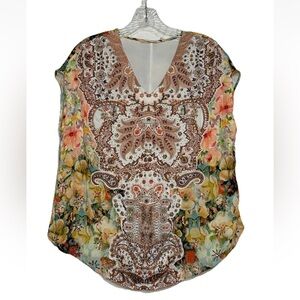 Soft Surroundings Women’s M Petite Intricate Beaded Watercolor Blouse Unique